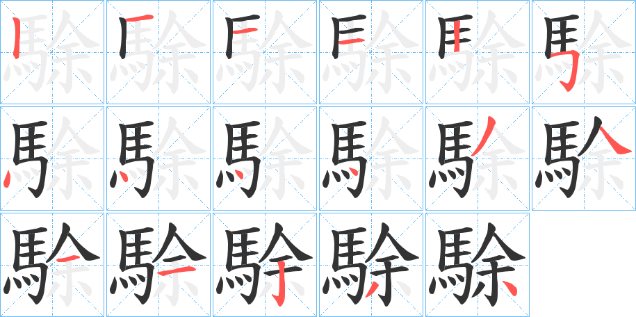 駼字笔画写法