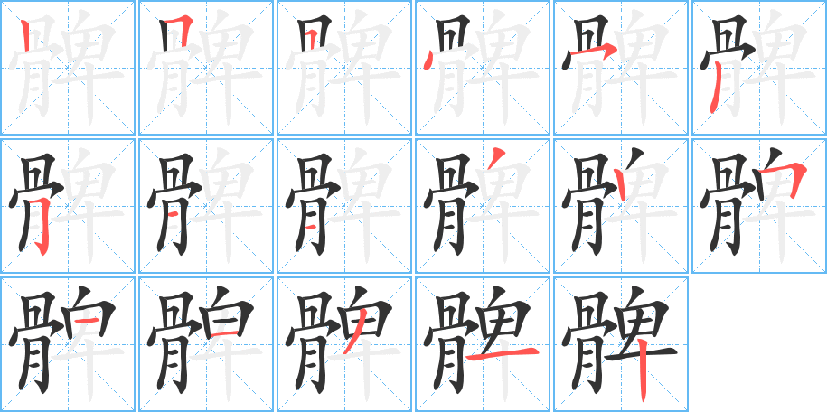 髀字笔画写法