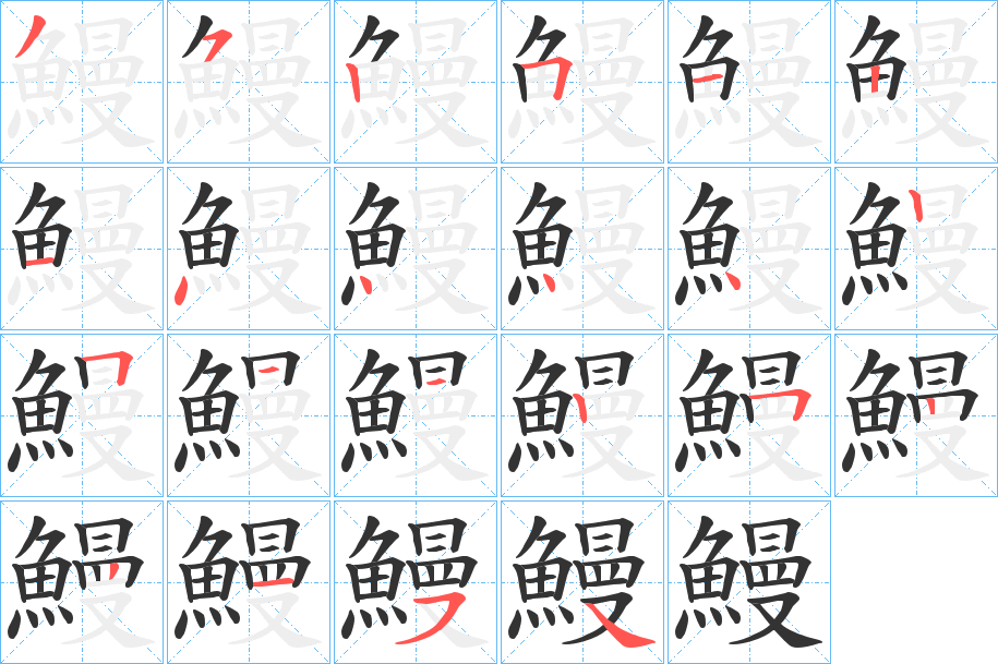 鰻字笔画写法