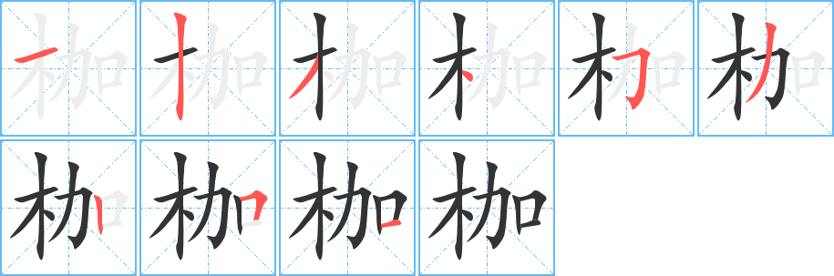 枷字笔画写法