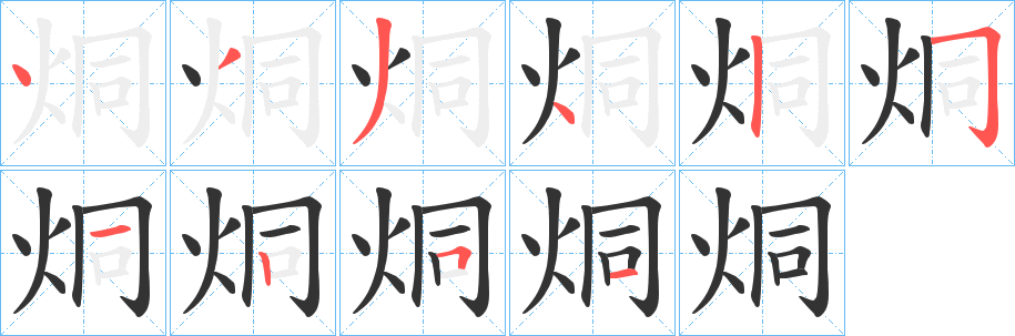 烔字笔画写法