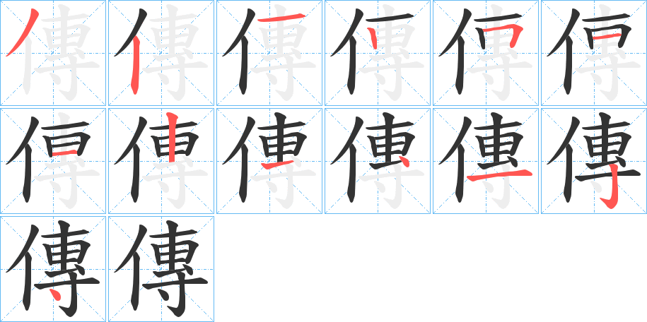 傳字笔画写法