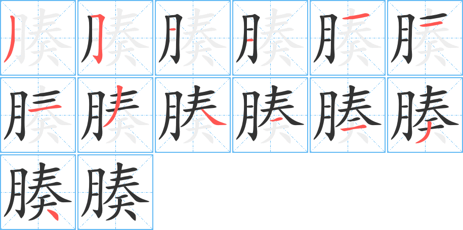 腠字笔画写法